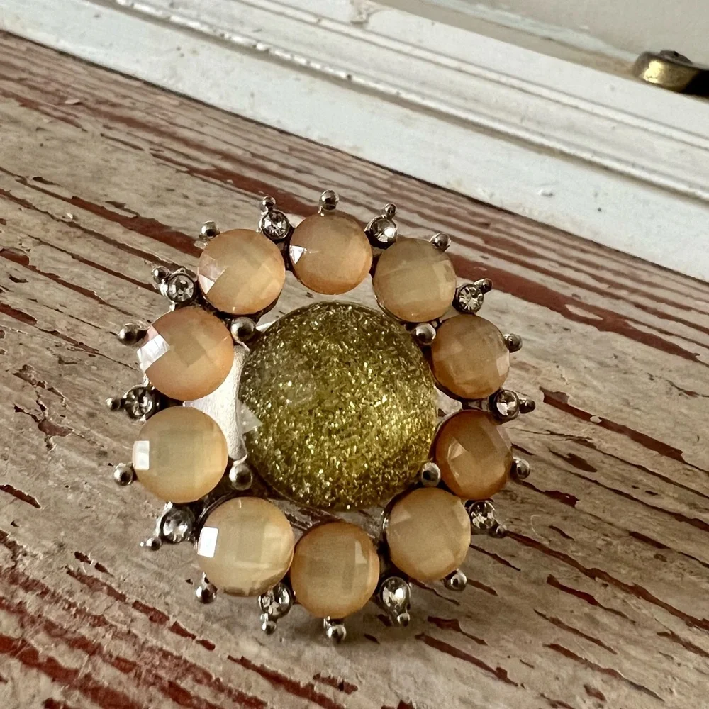Pink and Gold Flower Stretch Ring